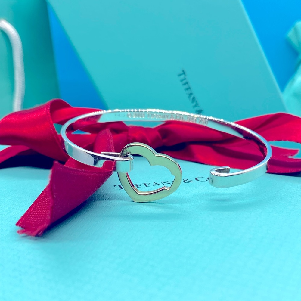 Tiffany & Co 18K 2003 Heart & Silver Hook BANGLE BRACELET